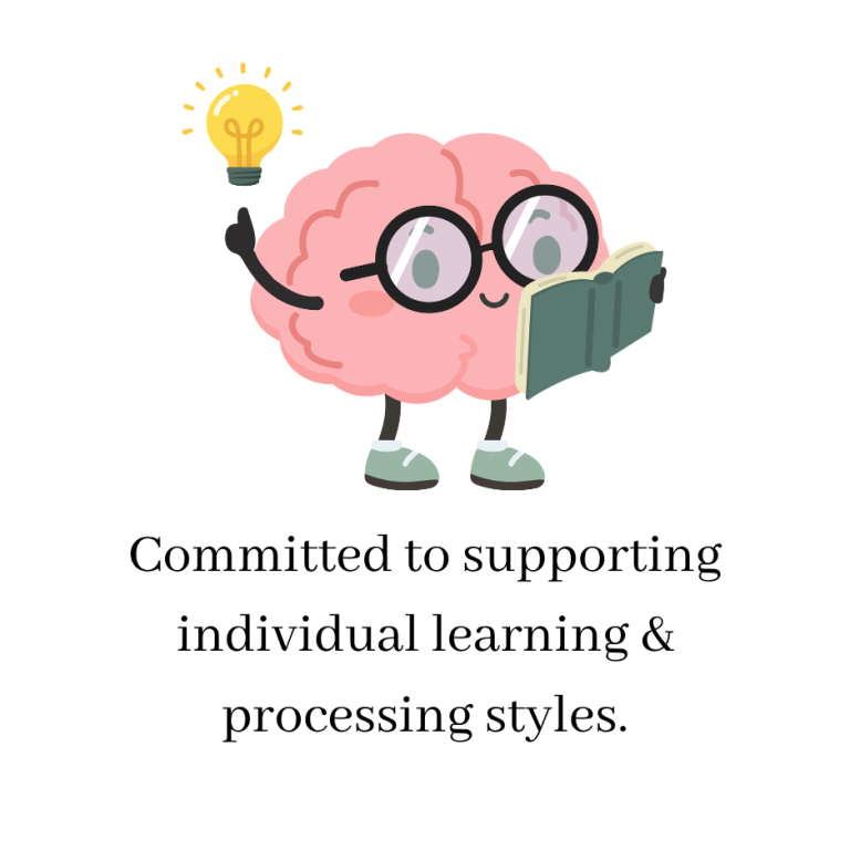 Learning and processing styles image A cartoon brain holding a book and lightbulb wearing glasses.